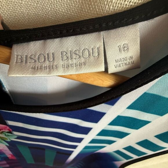 Floral Office Sheath Dress Womens Size 16 Multicolor Bisou Bisou Career Retro - Picture 8 of 16